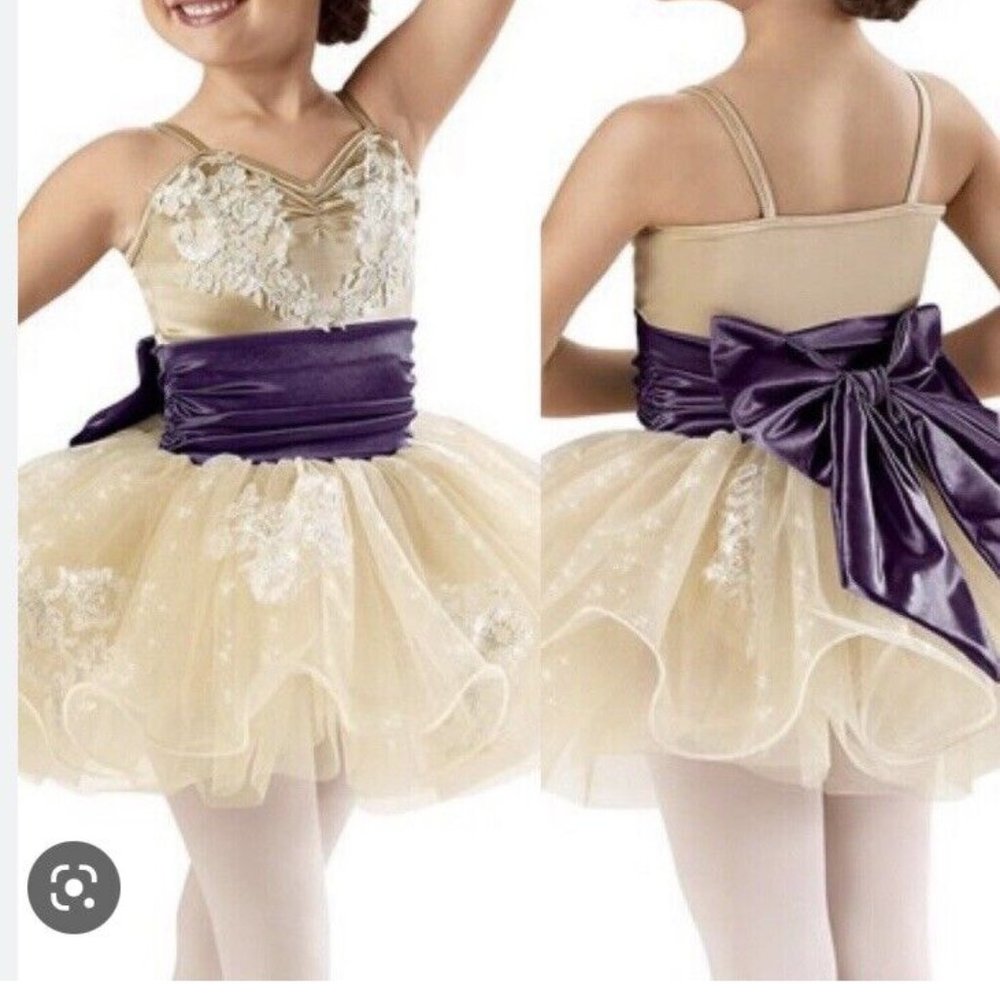 Weissman Dance costume ballet dress beige tan Once Upon A Dream 6939 child large
